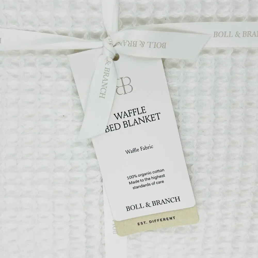 Boll & Branch Bed Blanket Waffle Weave FULL/QUEEN WHITE Organic Cotton NWT